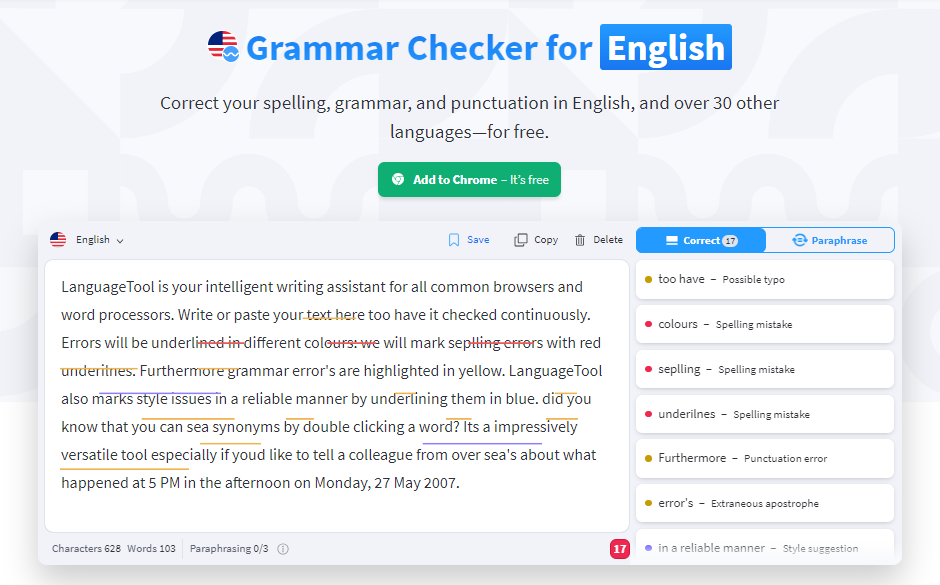 Grammar Checkers to Find and Correct Writing Mistakes:LanguageTool